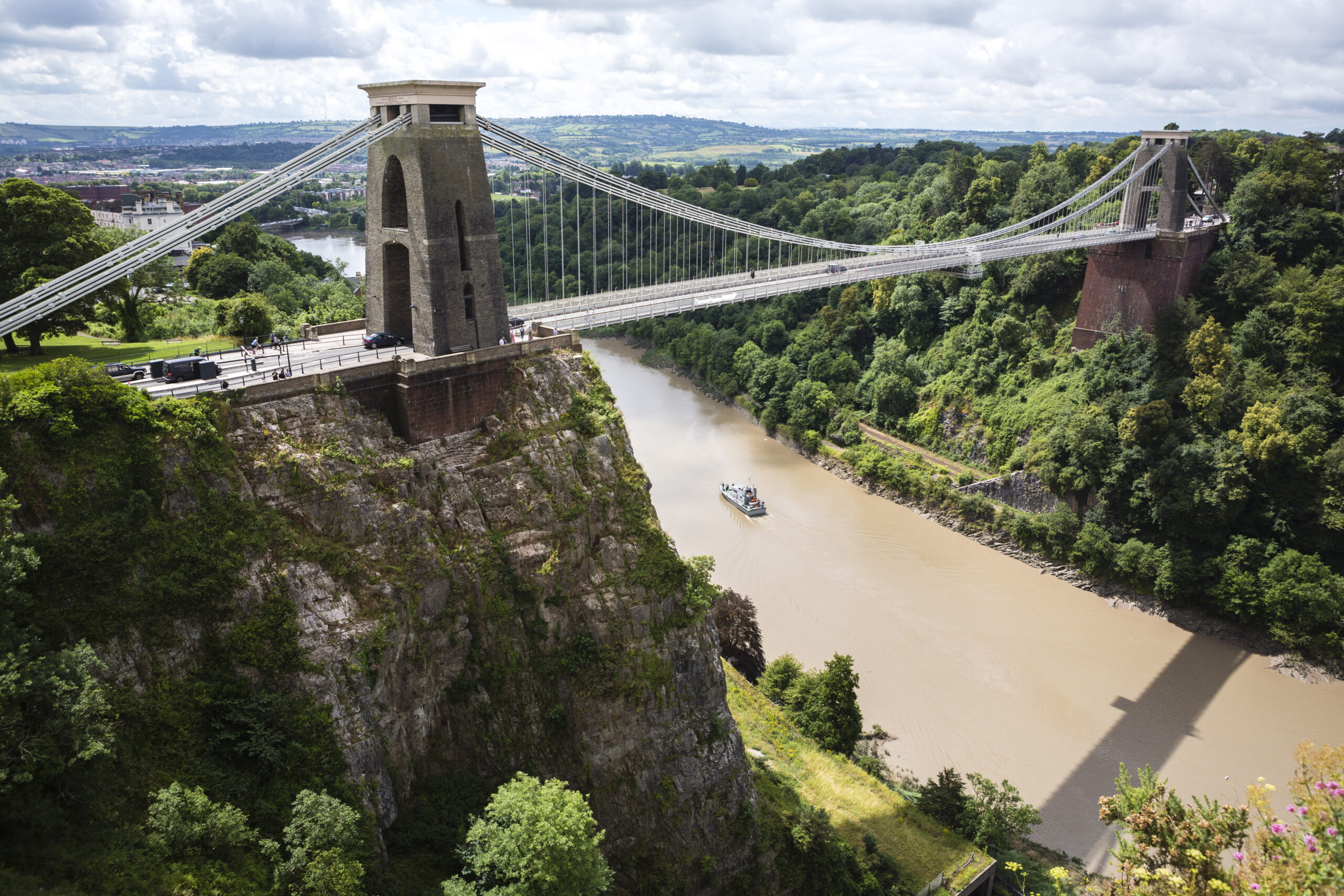 Clifton Suspension Bridge, Avon Gorge en de rivier de Avon, Bristol, Verenigd Koninkrijk