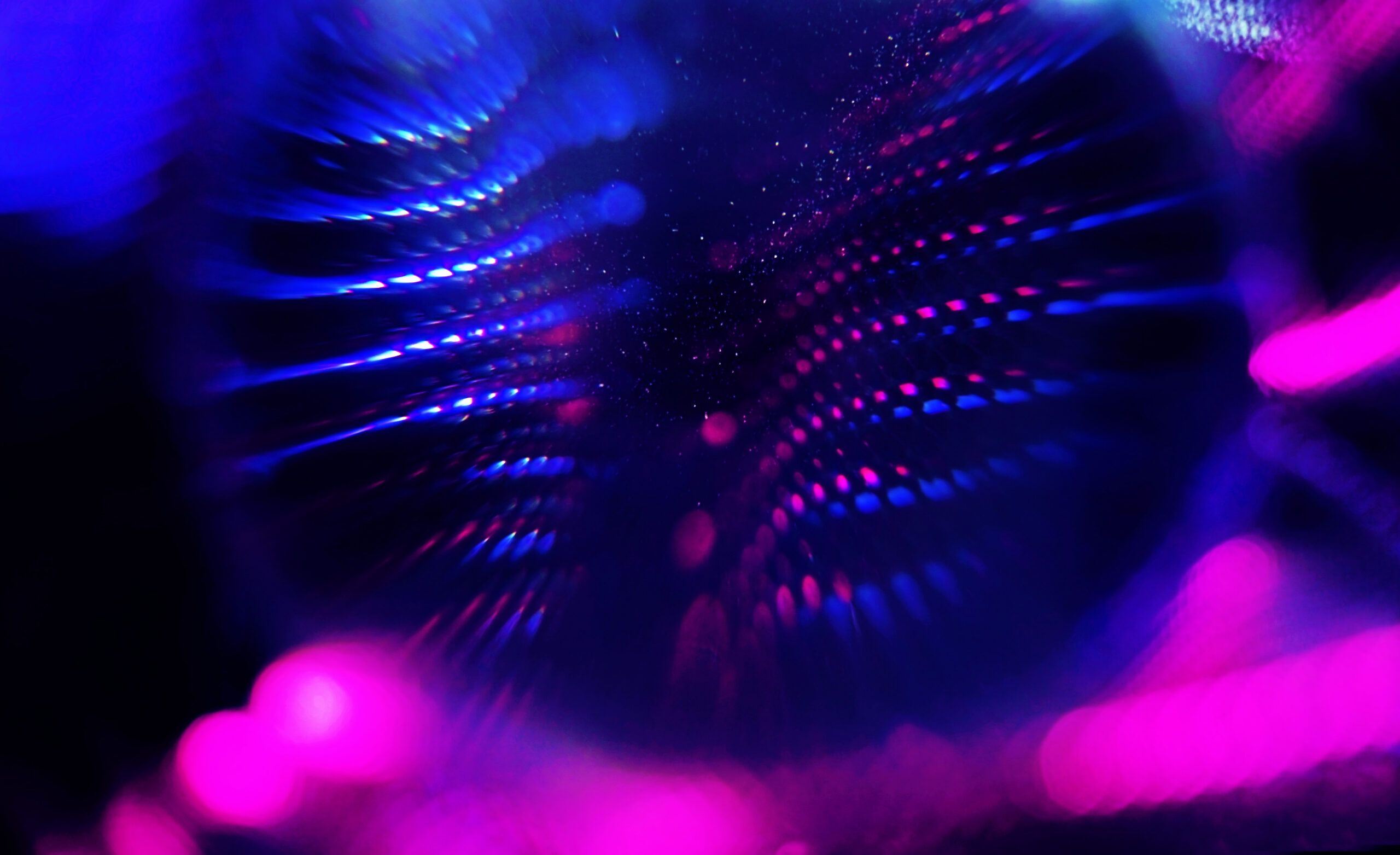 An amazing and beautiful macro of black clothes with pink and bl